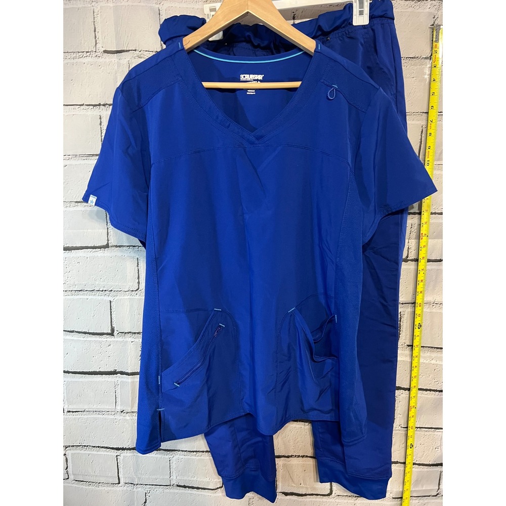 Scrubstar Performance Scrub Set Royal Blue 2XL Top XL Jogger Pants Mesh Back
